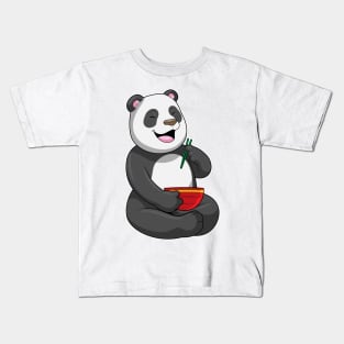 Panda with Bowl Ramen Kids T-Shirt